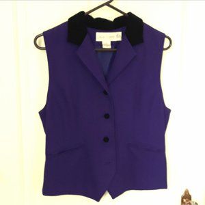 Vintage Purple Wool Vest w/Black Velvet Collar